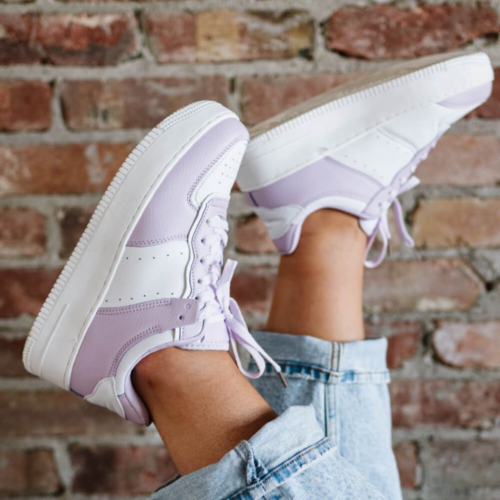 Berness Mile a Minute Platform Sneakers in White and Purple - Picture 5 of 5